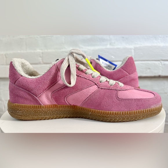 Verbenas Sora Candy Flamingo Pink Leather Suede Sneakers Tennis Shoe Spain NWT - Picture 4 of 9